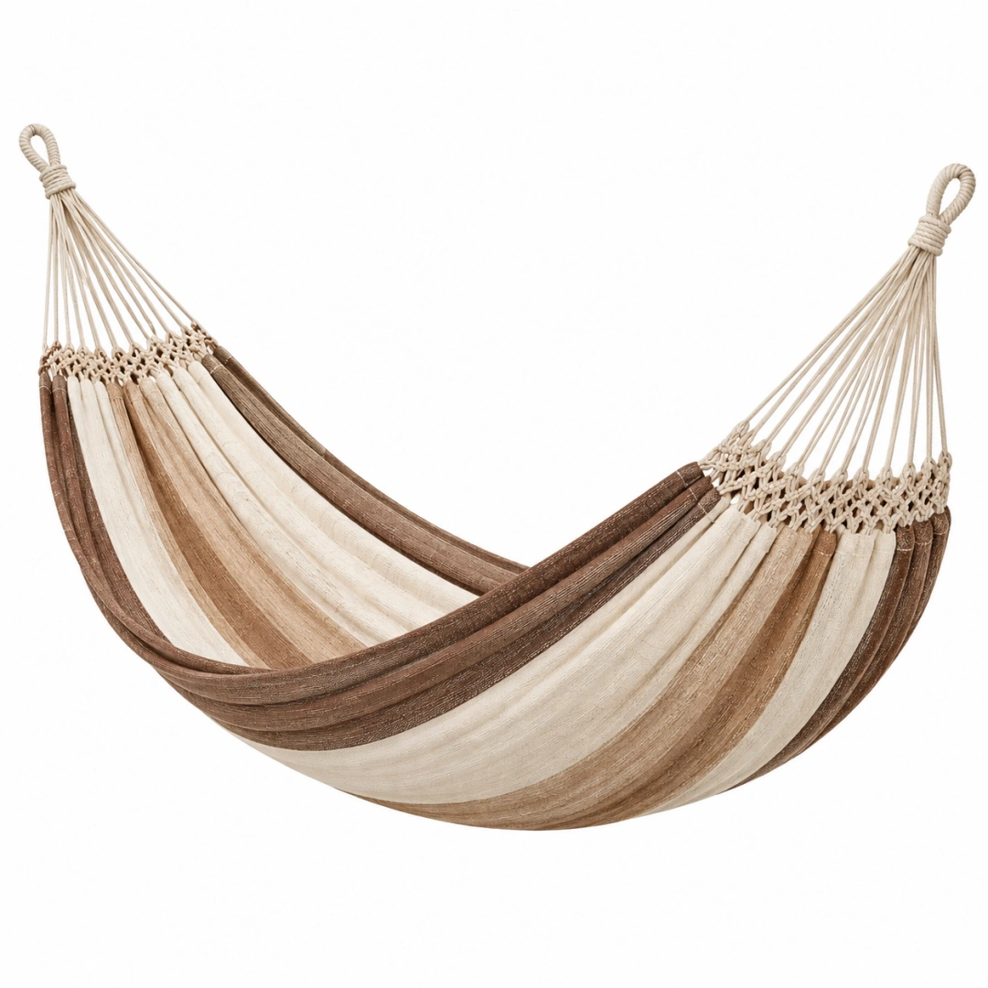 Hamaca 200 x 100 cm de algodón beige y marrón de estilo bohemio