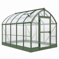 Invernadero de jardín 300 x 240 x 240 cm de aluminio y policarbonato verde con techo curvo