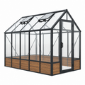 Invernadero de jardín 300 x 190 x 200 cm de aluminio negro con paneles transparentes y ventilación