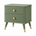 Mesita de noche 50 x 40 x 55 cm de madera verde con 2 cajones estilo retro