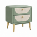 Mesita de noche 45 x 35 x 55 cm verde con dos cajones de tela estilo retro