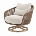 Sillón giratorio 82 x 82 x 86 cm de cuerda sintética beige y metal para terraza
