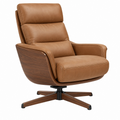 Sillón giratorio 82 x 86 x 100 cm tapizado marrón con madera estilo moderno