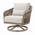 Sillón giratorio de exterior 78 x 78 x 88 cm de cuerda beige y metal