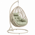 Sillón colgante 105 x 105 x 195 cm de acero y fibra trenzada beige para interior y exterior