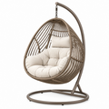Sillón colgante 105 x 105 x 195 cm de metal y ratán sintético marrón con base