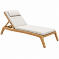 Tumbona reclinable 195 x 65 cm de madera y textil beige para exterior