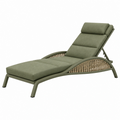 Tumbona de exterior 200 x 70 x 95 cm de metal verde oliva con cuerda trenzada y respaldo reclinable